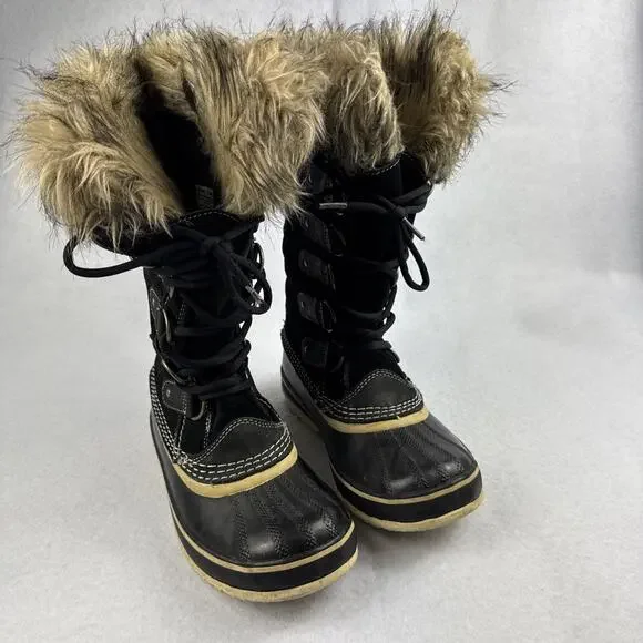 Sorel Boots Joan of Arctic Tall Winter Size 6 Waterproof Faux Fur Brown Tan Snow - Picture 2 of 6